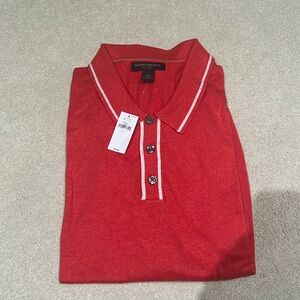 Mens Banana Republic L silk linen polo shirt NWT